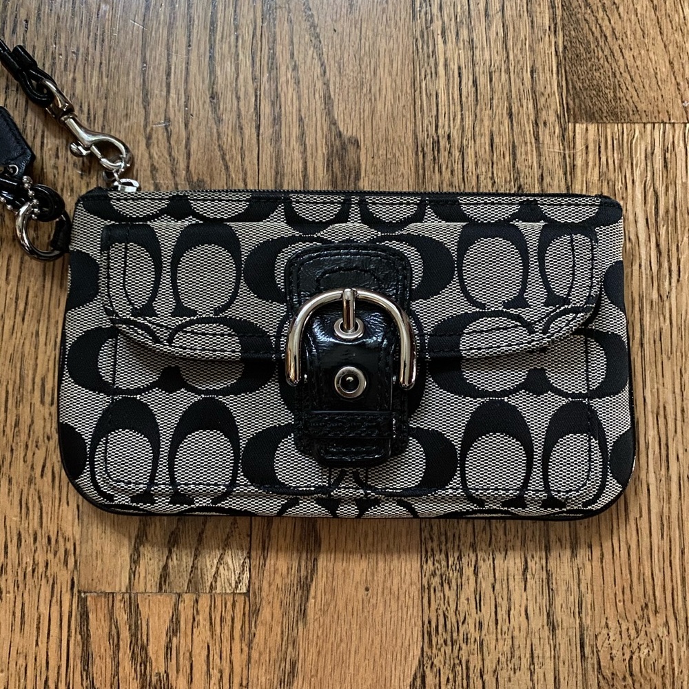 Coach Jacquard Buckle Wristlet
